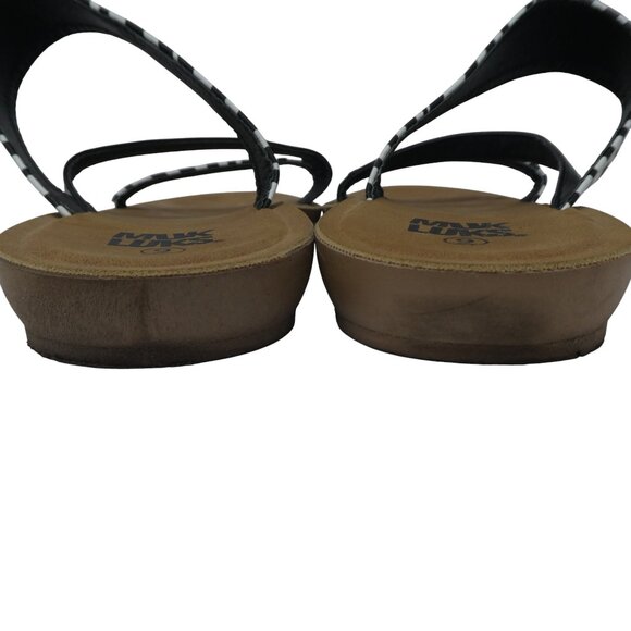 Muk Luks Dahlia Black White Striped Open Toe Strappy Slide Sandals Womens 9 - Picture 9 of 12